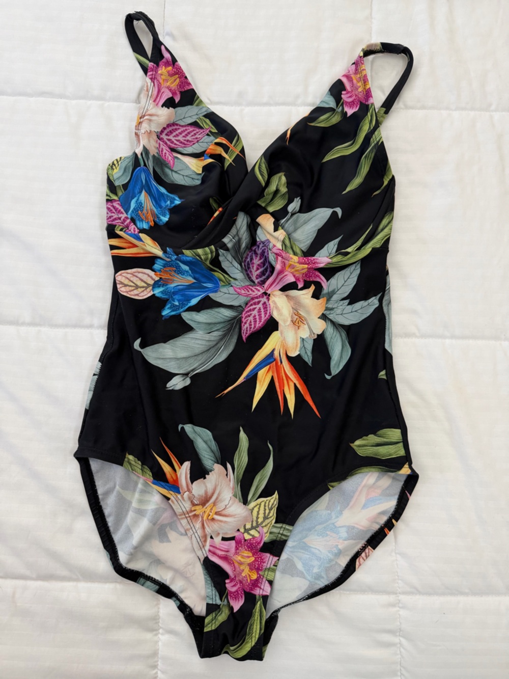 Black Floral One-Piece Swimwear